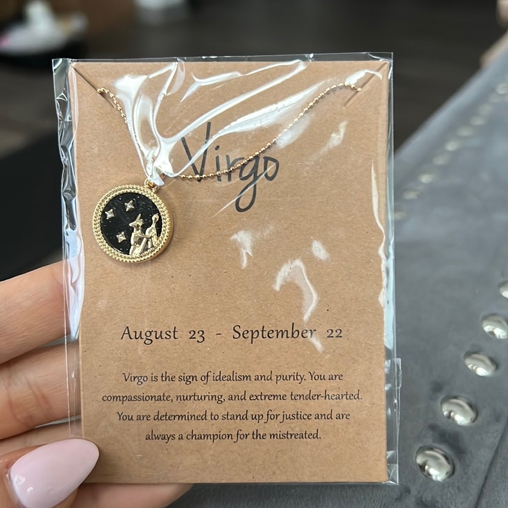 NWT Virgo Constellation Gold Chain Zodiac Sign Round Pendant Necklace